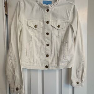 Draper James Cream Jean Jacket with Button Accents